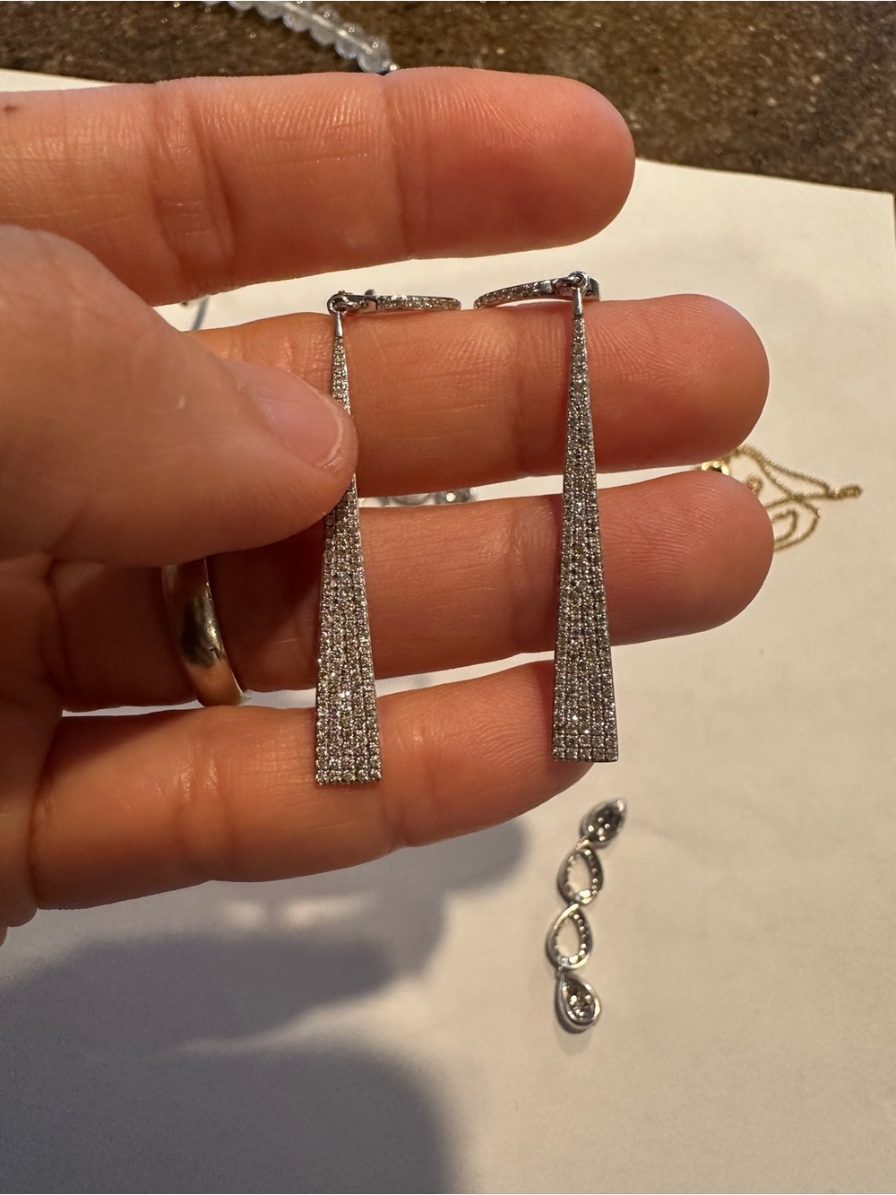 14k Gold Diamonds Drop Earrings